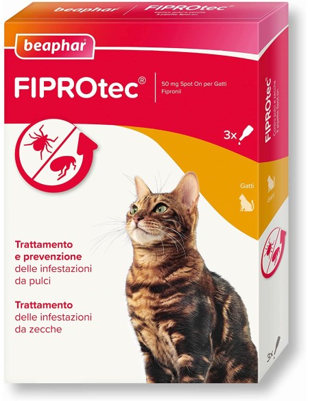 Beaphar Fiprotec Gatto 3 pipette . Antiparassitario Gatto