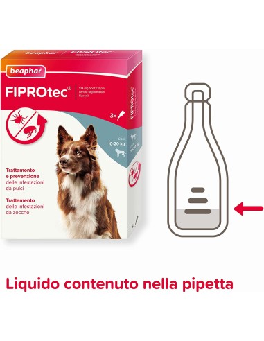 Beaphar Fiprotec Cane Medio 10-20 kg - 3 pipette . Antiparassitario Per Cani