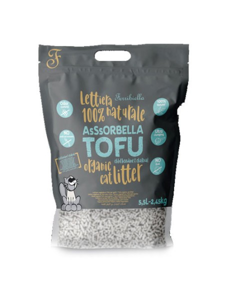 Lettiera Assorbella Tofu e Clorexidina  5,5L 2,45 KG. Lettiere Per Gatti