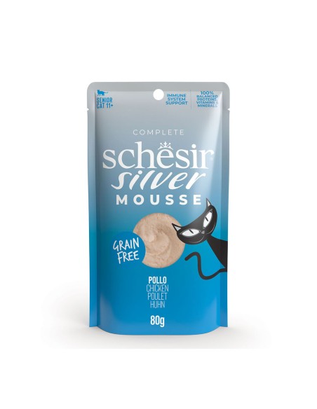 Schesir Silver Mousse Pollo gr.80 busta . Cibo Umido Per Gatti anziani