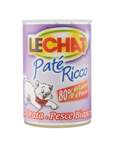 Lechat patè Con Orata e Pesce Bianco gr 400. Cibo Umido per Gatti
