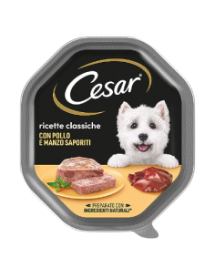Cesar Ricette Classiche Con Pollo e Manzo Saporiti GR. 150 promo. Cibo Umido Per Cani