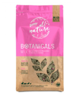 Bunny Botanicals Mini Mix Con  Plantagi e Fiori di Rosa gr 120. Mangime Per Roditori