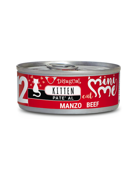 Mini Me 12 Kitten Patè al Manzo 85 gr. Disuagual . Cibo Per Cuccioli di Gatto