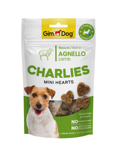Gimdog Charlies Mini Hearts Agnello gr 70. Snack per cani