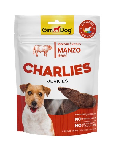 Gimdog Charlies Jerkies Manzo gr 70. Snack Per Cani