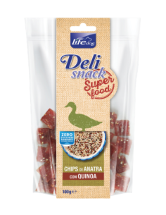 LIFE dog Delisnack Superfood Chips di Anatra con Quinoa gr.100. Snack Per Cani.