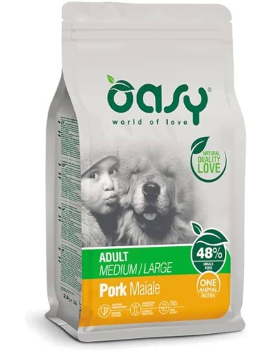 Oasy Dry Dog One Maiale kg 12. Crocchette per cani