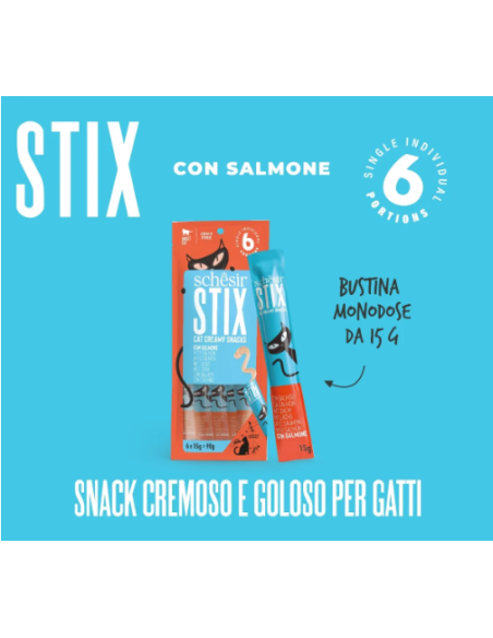 Schesir Stix Salmone 6pz x gr.15. Cibo Umido Per Gatti