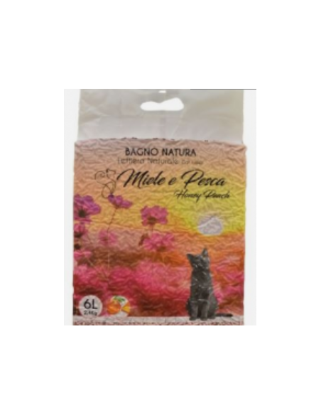 lettiera Naturale Officinalis Bagno Natura Miele e Pesca 6L (2,4 KG). Lettiera per gatti