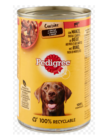 Pedigree Straccetti In salsa Manzo Verdure e Pasta gr 400. Cibo Umido Per Cani