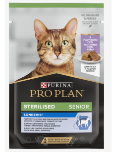 Pro Plan Gatto Busta Sterilizzato Senior Longevis con Tacchino (terrine )gr 75 Mangime Umido Per Gatti