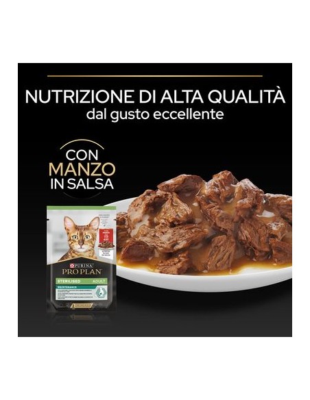 Pro Plan Gatto Busta Sterilised adult Manzo gr 75 . Cibo Umido Per Gatti