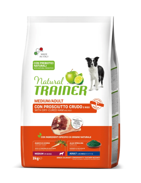 Trainer Natural Medium Prosciutto e Riso kg 3. Crocchette Per Cani