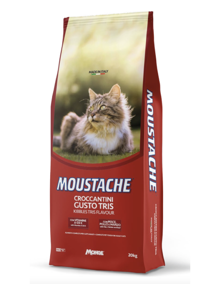 Moustache Gatto Gusto Tris kg.20. Cibo Secco Per Gatti