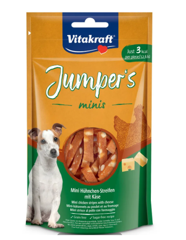 Vitakraft Jumper's minis . mini strisce al pollo con formaggio gr 80. Snack Per Cani