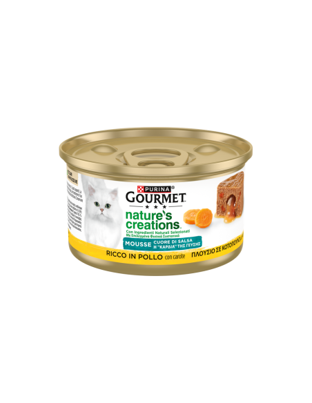 Gourmet Nature's Creation  mousse CUORE SALSA Pollo con Carote Gr.85.Cibo Umido Per Gatt