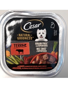 Cesar Natural Goodness Terrine con Manzo Fagioli Carote e Mirtilli Gr.100. Cibo Umido Per Cani