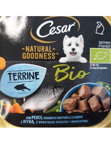 Cesar natural Goodness Bio  con Pesce Piselli e Carote Gr.100. Cibo Umido Per Cani