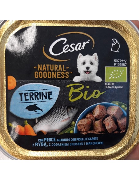 Cesar natural Goodness Bio  con Pesce Piselli e Carote Gr.100. Cibo Umido Per Cani