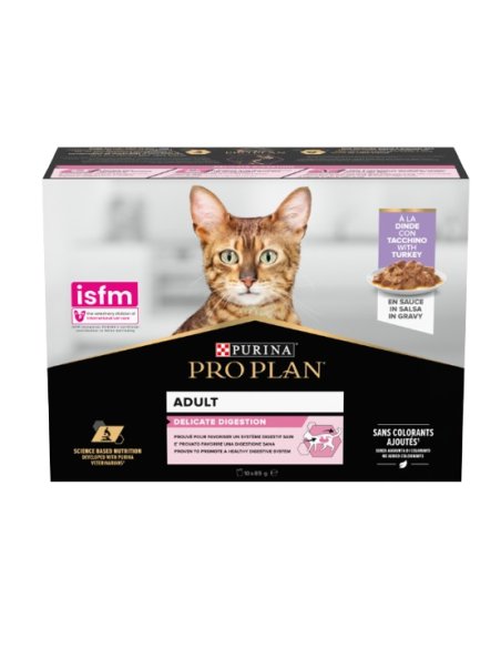 Proplan Nutri savour Delicate Digestion con Tacchino Multipack 10x85gr.Cibo Umido Per Gatti