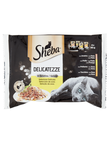 Sheba Delicatezze in Gelatina Selezione Delicata 4 X 85 gr. Cibo Umido Per Gatti