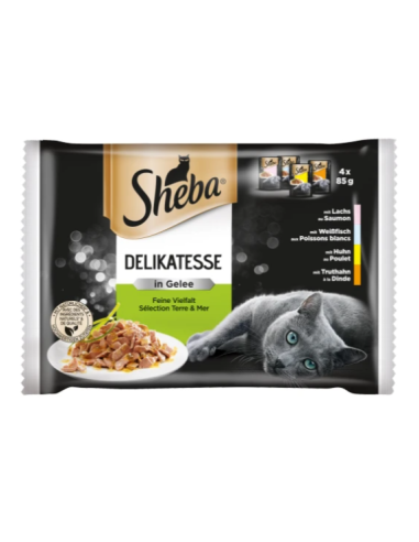 SHEBA Delicatezze in gelatina Selezione Assortita 4 x 85gr.Cibo Umido Per gatti