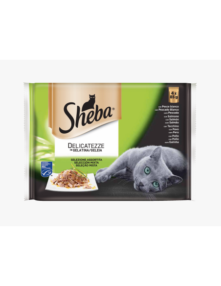 SHEBA Delicatezze in gelatina Selezione Assortita 4 x 85gr.Cibo Umido Per gatti