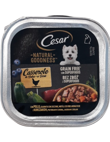 Cesar Natural Goodness  Casserole con Pollo zucchine Mirtillo ed Erbe aromatiche Gr.100. Cibo Umido Per Cani
