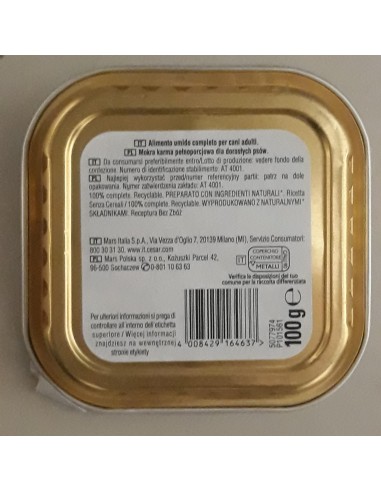 Cesar Natural Goodness con Pollo Piselli e Carote Gr.100.Cibo Umido Per Cani