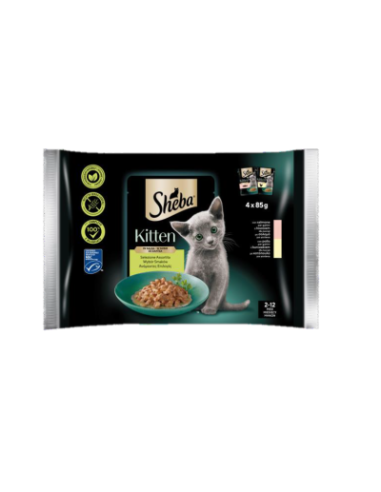 Sheba Kitten in Salsa Selezione Assortita 4 x 85gr. Cibo Per Cuccioli di gatto