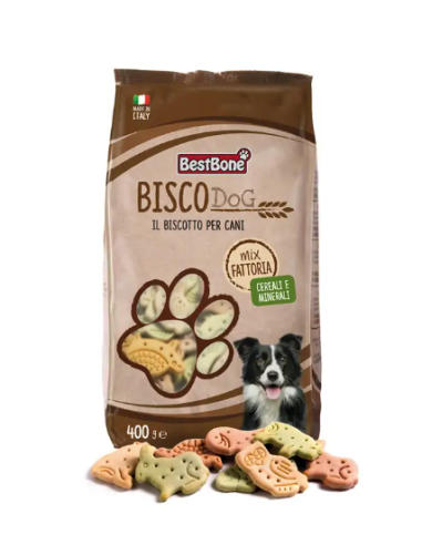 Record Biscodog Biscotti Mix Fattoria 400 GR. Snack Per Cani