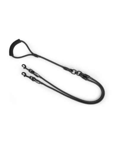 Guinzaglio accoppiacane doppio in corda vcm 120 colore nero . Guinzagli e collari per cani