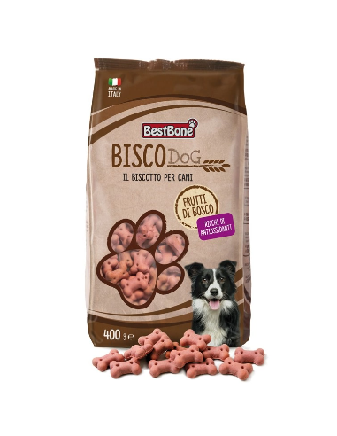 Record Biscodog Biscotti Ossini Frutti di Bosco gr 400. Snack Per Cani