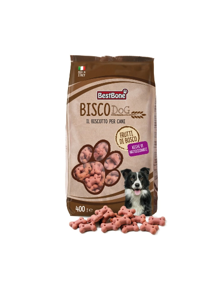 Record Biscodog Biscotti Ossini Frutti di Bosco gr 400. Snack Per Cani