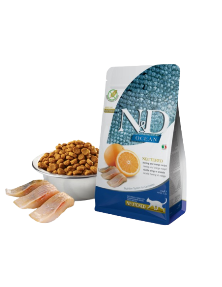 Natural & Delicious Gatto Ocean Neutered Aringa e Arancia  kg  1,5- Cibo Secco Per Gatti