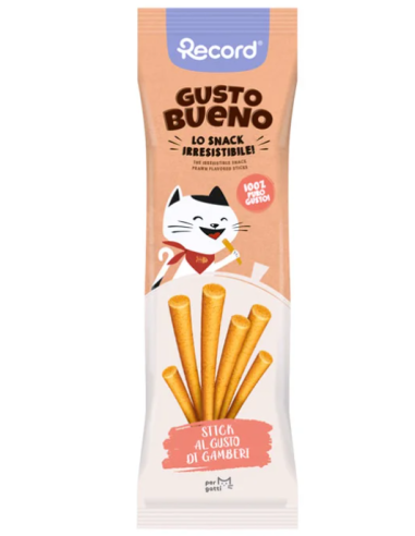 Record Gusto Bueno stick Per Gatti Gamberetti 40 gr . Snack Per gatti