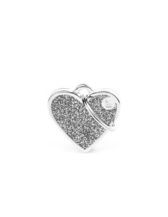 Medaglietta Shine Cuore Small Grigio Glitter . Accessori per cani .