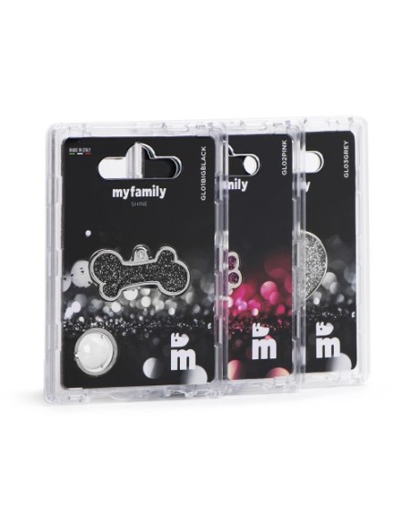 Medaglietta Shine Zampa Large Nero Glitter . Accessori Per Cani