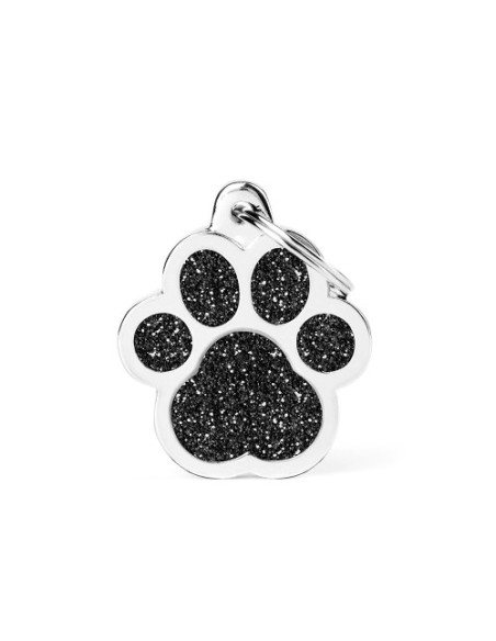 Medaglietta Shine Zampa Large Nero Glitter . Accessori Per Cani