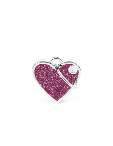 Medagliette Shine Cuore Small Rosa Glitter . Accessori Per Cani