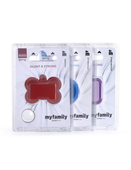 Medaglietta Hustag Osso Alluminio Rosso Gomma Rossa . Accessori per cani.