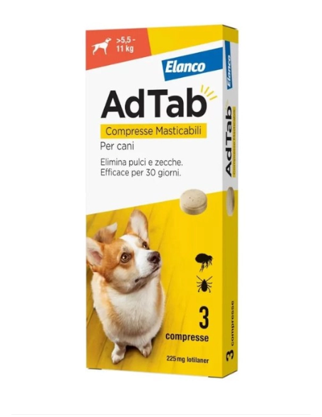 Adtab Compresse Masticabile Per Cani 5,5-11 KG. Antiparassitari Per Cani .