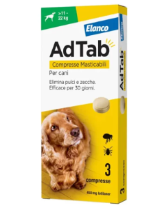 Adtab Compresse Masticabile Per Cani 11-22  KG. Antiparassitari Per Cani .