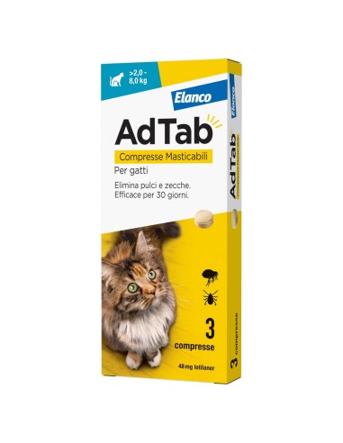 Adtab Compresse Masticabili Per Gatti 2-8 kg - Antiparassitario Per Gatti