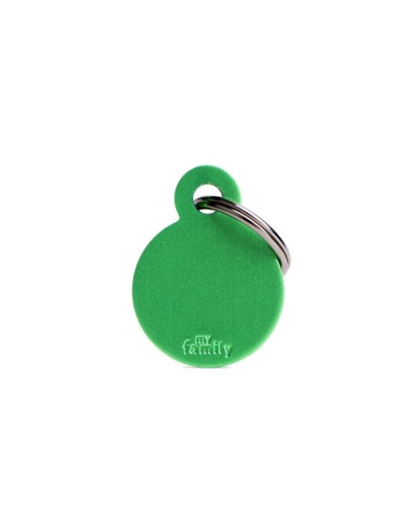 Medaglietta Basic Alluminio Cerchio Small Verde. Accessori Per cani .