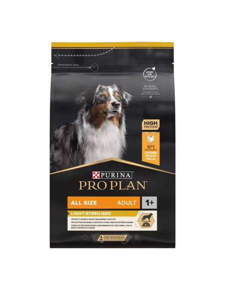 Purina Pro Plan All Size Adult Light / Sterilised Ricco In Pollo (3 kg). Crocchette per cani .