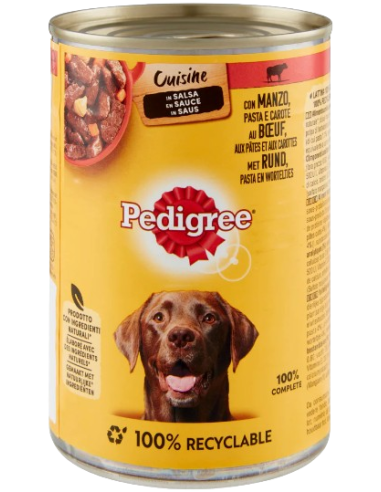 Pedigree Straccetti In salsa Manzo Verdure e Pasta gr 400. Cibo Umido Per Cani