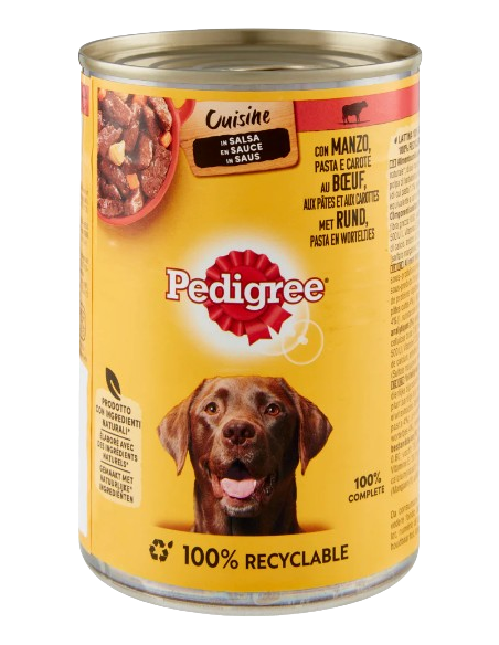 Pedigree Straccetti In salsa Manzo Verdure e Pasta gr 400. Cibo Umido Per Cani