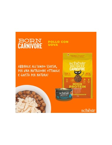 SCHESIR Born Carnivore Pollo & Uovo Gr.255-Cibo secco per gatti .